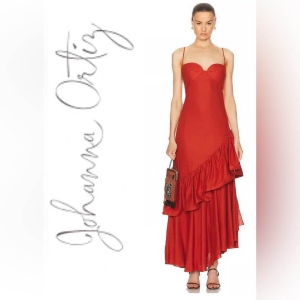 Johanna Ortiz Acercate Mas tiered ankle ruffle dress size 0 - $1750